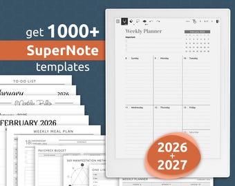 Supernote 2026 + 2027 Planner Templates Bundle (Digital Download)