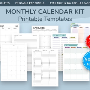 Monthly Calendar Kit, 2024 + 2025 Monthly Planner Templates 50+ in 1 Bundle, Monthly Calendar Printable, A4 A5, Letter, Half letter, Filofax