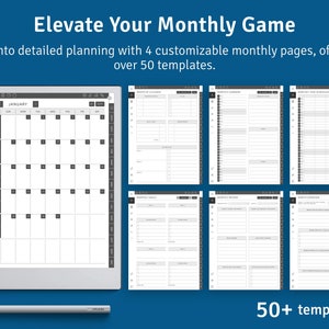 2024 2029 reMarkable Monthly Calendar Template, Hyperlinked PDF, Landscape / Portrait, Right / Left handed Modes image 2