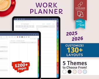 2025 + 2026 Customizable Work Planner for iPad / Android tablet, Goodnotes, Notability, Samsung Notes Template, Business Hyperlinked PDF