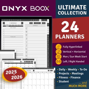 BOOX Note Air Digital Planner Bundle 2025 + 2026 Ultimate Collection Pack, Boox templates, planners, journals, meetings notes, to-do, daily