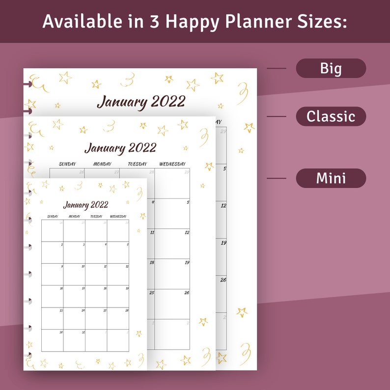 Monthly Birthday Calendar Printable Pages for Happy Planner Classic / Big / Mini, Birthday Tracker Template image 3