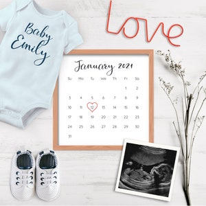 Due Date Pregnancy Announcement Card Template, Editable Pregnancy Announcement for Social Media