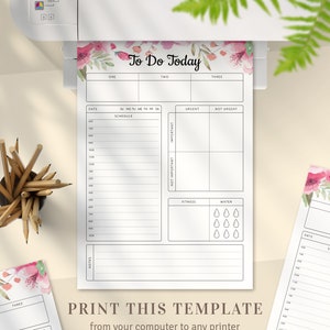 Daily Hourly Schedule Planner Template, To Do List, Daily Agenda, Instant Download Printable PDF image 5