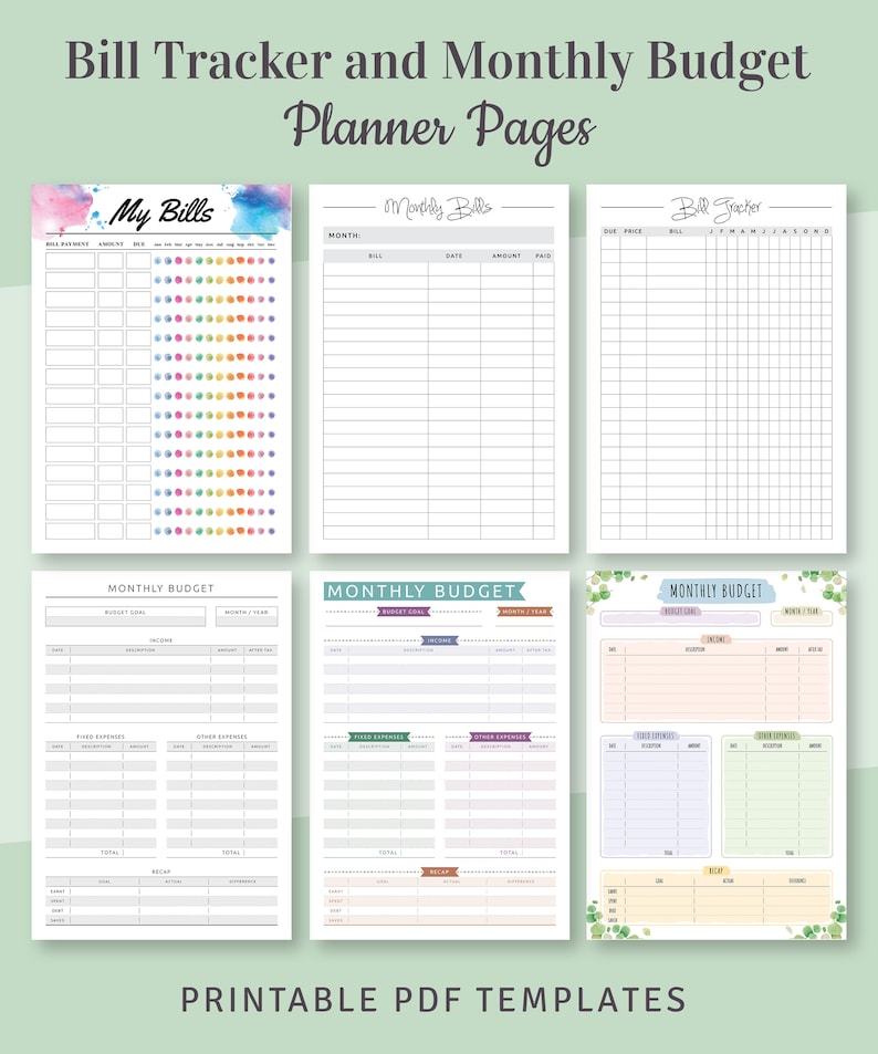 Budget Planner Kit, Printable Budget Planner Templates 90in 1 Bundle, Monthly Budget, Bill Tracker, Expense Tracker, Money Saving Challenge image 3