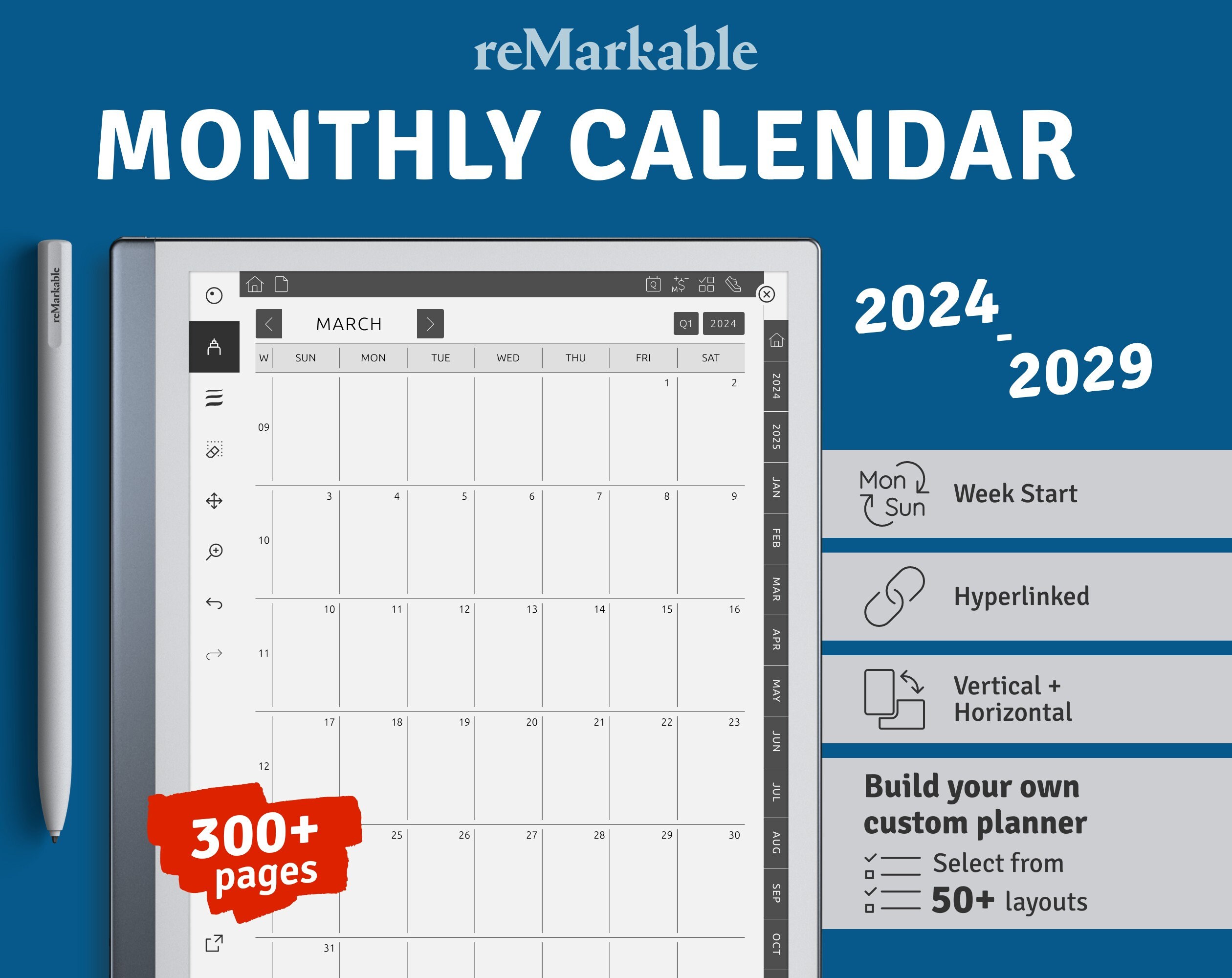 2024 Calendar, Monthly Calendars, with Calendar maker PDF, Excel and