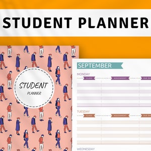 Printable College Student Planner, Academic Study Planner, Editable Personalized School Planner, A4, A5, Letter, Half Letter Instant Dowload