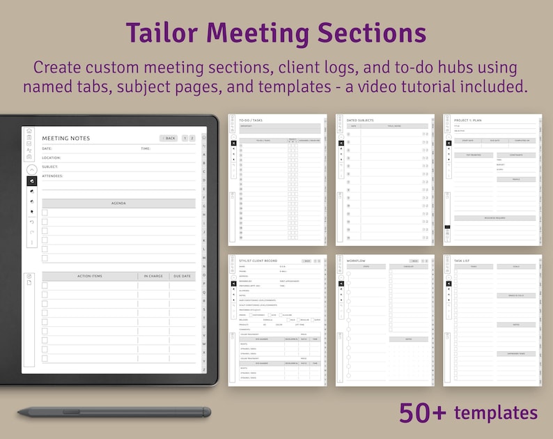 Kindle Scribe Business Meeting Notes: Hyperlinked Planner PDF imagen 3