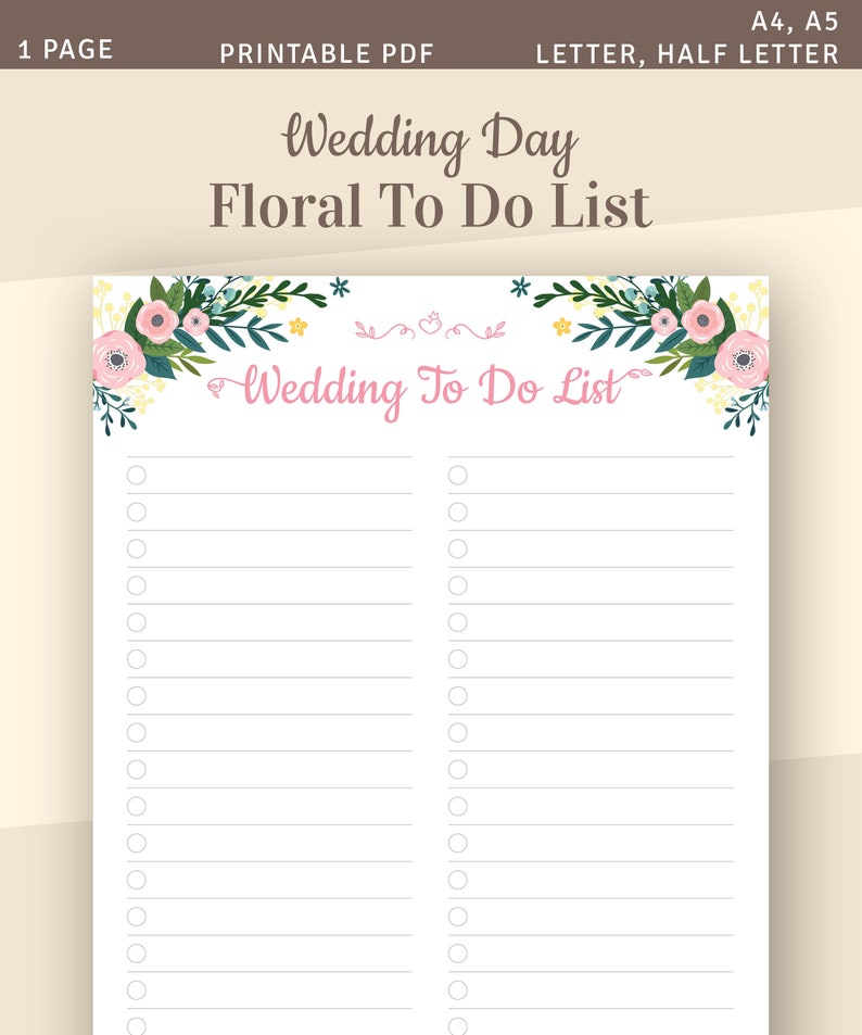 Wedding to Do List Template Wedding Checklist Wedding Etsy Hong Kong