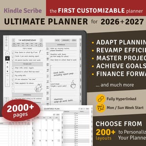 2026 + 2027 Kindle Scribe Planner: Ultimate Hyperlinked Digital Template (PDF Download)