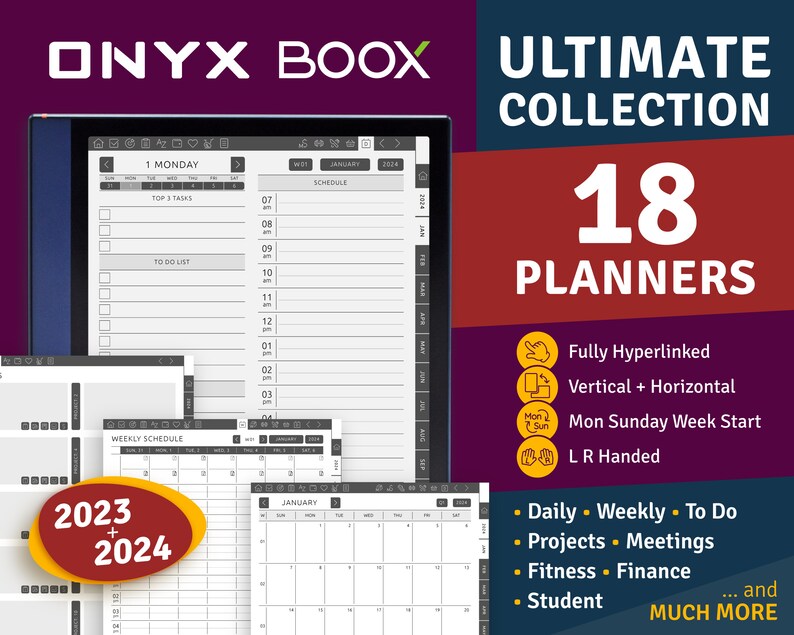 Boox Note Air Digital Planner Bundle 2023 2024 Ultimate Etsy