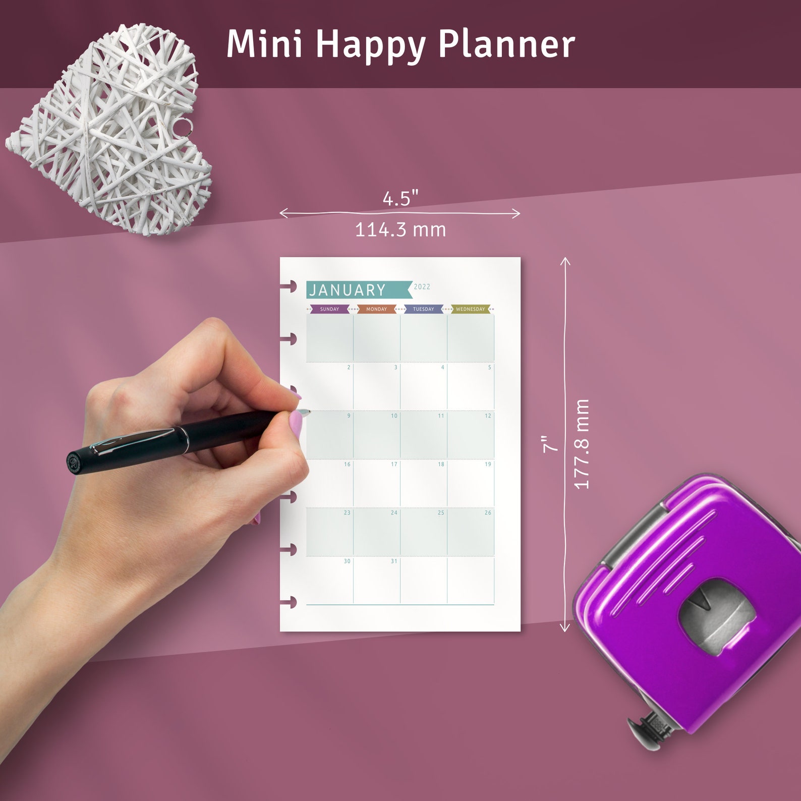 Happy Planner Monthly Layout, Printable Monthly Calendar Template for ...