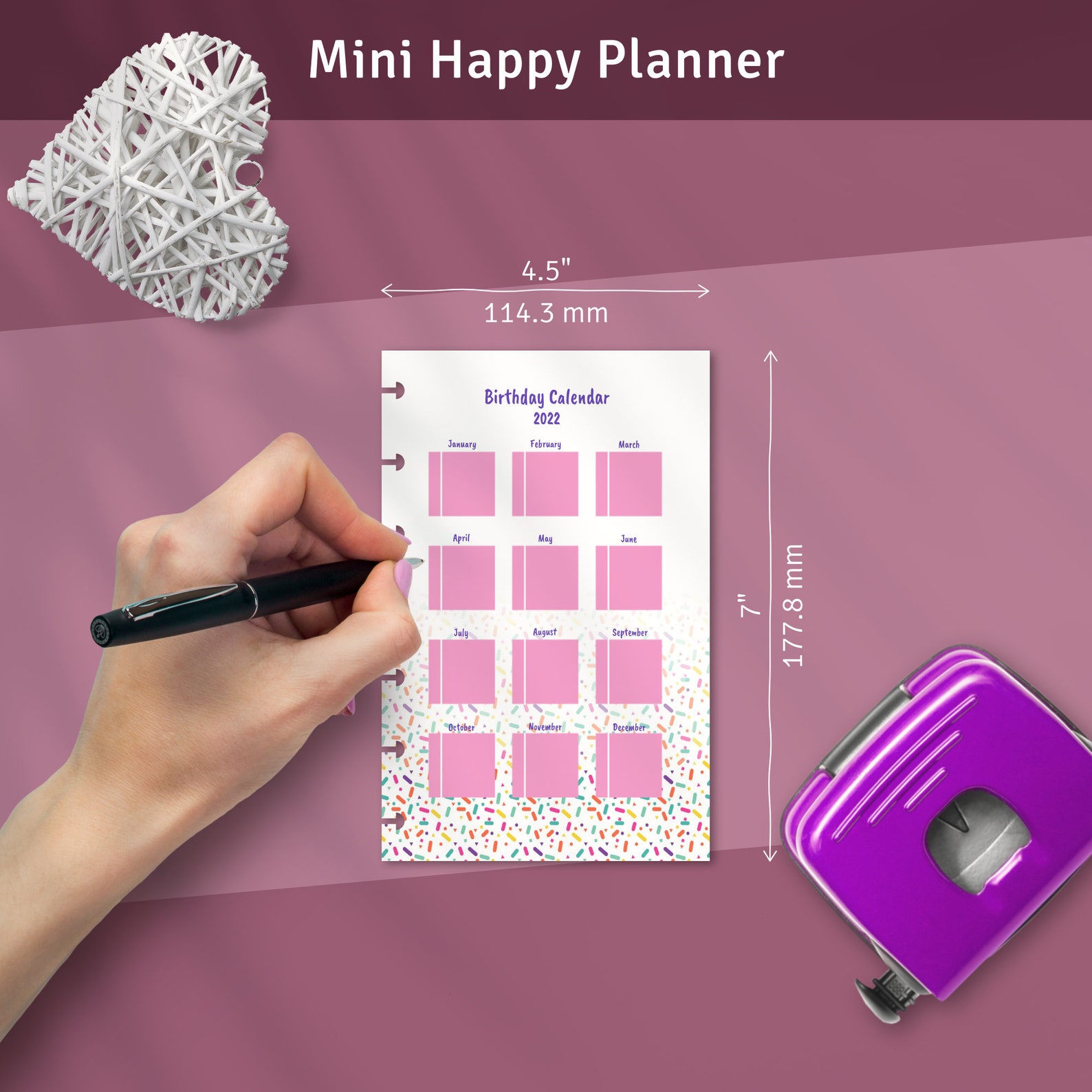 Perpetual Birthday Calendar Template for Happy Planner Classic / Big