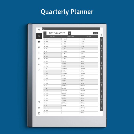 2024 2029 Remarkable Monthly Calendar Template, Hyperlinked PDF, Landscape  / Portrait, Right / Left Handed Modes - Etsy
