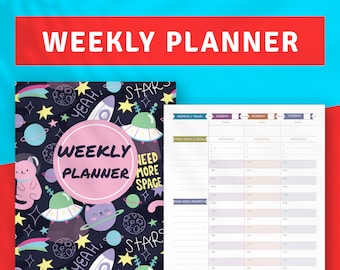 Planificador semanal imprimible sin fecha, formato vertical, tamaño carta A4/A5 (PDF)