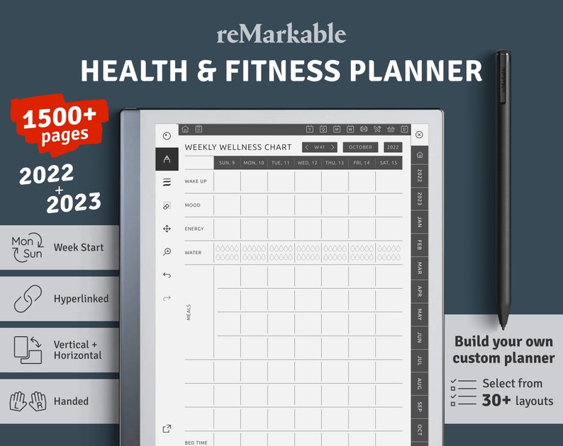 Health & Fitness Planner for Remarkable 2 / 1 2022 2023 Etsy