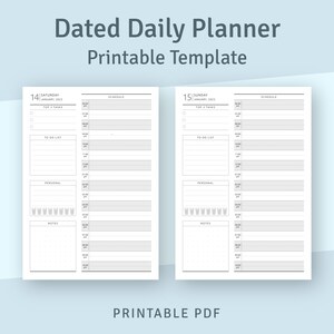 Daily Planner Printable Template, Original Dated Daily Schedule Pages ...