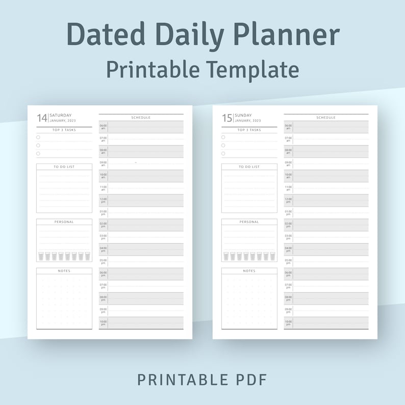 Daily Planner Printable Template Original Dated Daily - Etsy