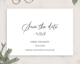 Classic Elegant Wedding Save The Date Card, Printable Save the Date Wedding Announcement, Editable Save The Date Template, PDF, JPG, PNG