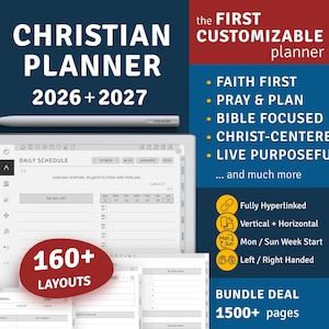 2026 + 2027 Christian Digital Planner for reMarkable Tablets: Hyperlinked PDF Template