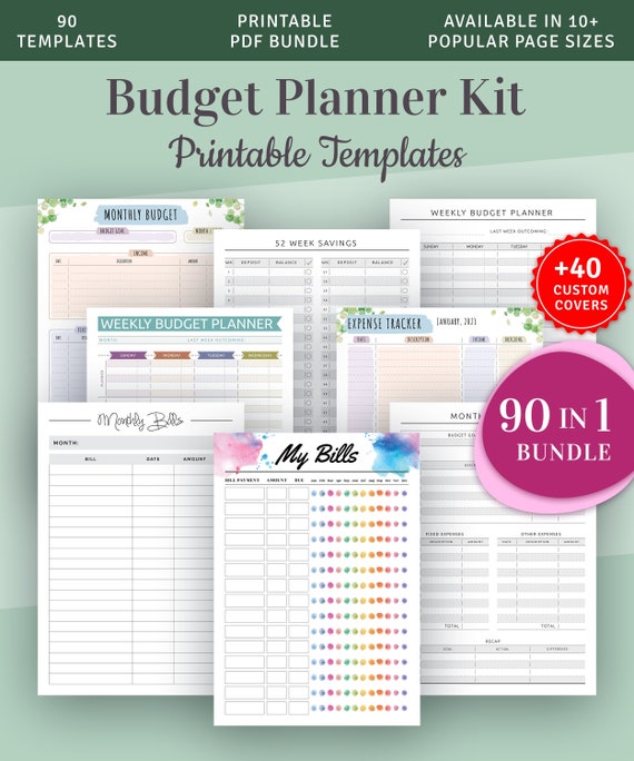 Budget Planner Kit Printable Budget Planner Templates 90in 1 - Etsy