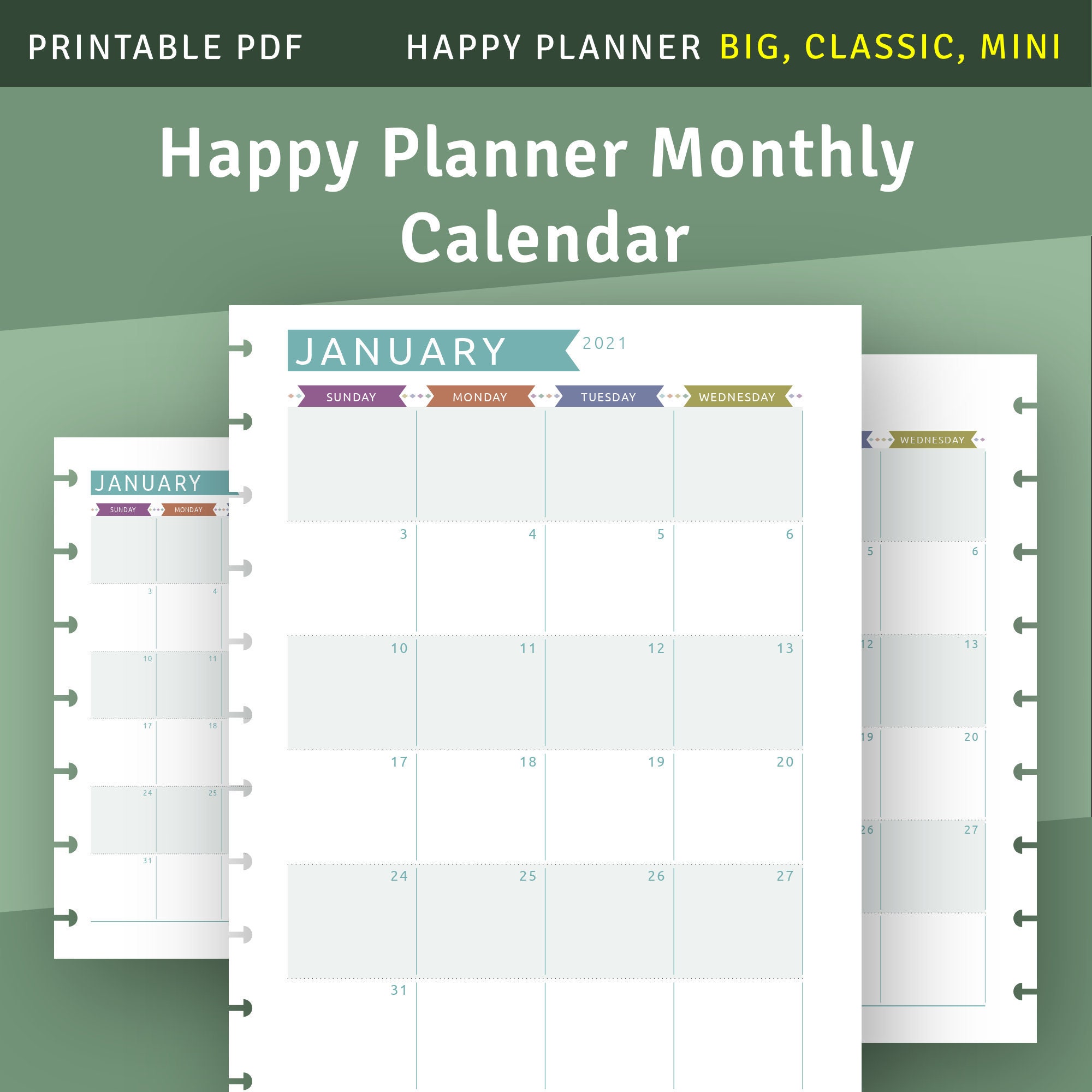 Happy Planner Monthly Layout Printable Monthly Calendar | Etsy
