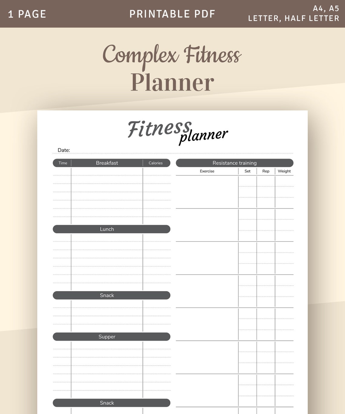 Fitness Planner Printable Template Health and Fitness - Etsy
