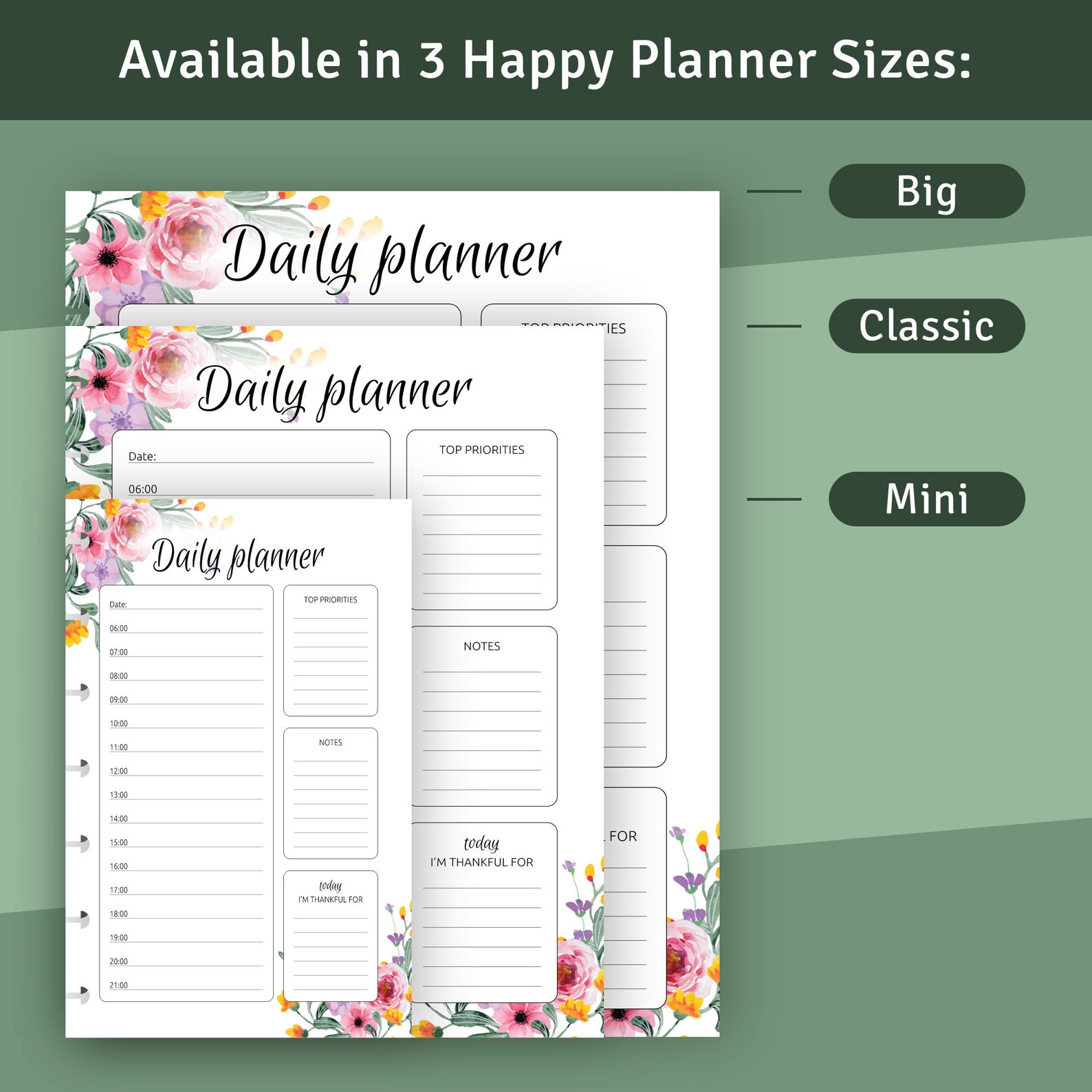 Daily Hourly Happy Planner Template Printable Inserts for | Etsy