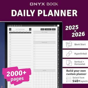 2025 Onyx Boox Daily Planner, Customizable Hyperlinked Digital Planner Bundle, Digital Download PDF Template for ONYX BOOX tablet