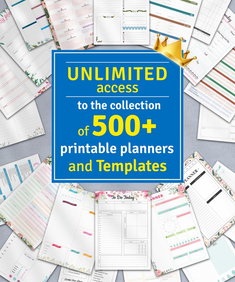 Entire Planner Templates Ultimate Collection, Printable Planner Set, Daily Weekly Monthly 2022 - 2023, A4, A5, Letter, Half Letter Pages 