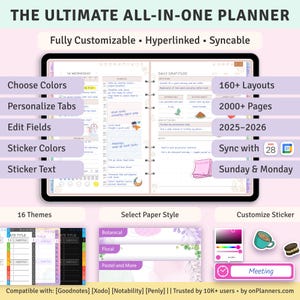 Ultimativer Digitaler Planer 2025–2026 | Verlinkt & personalisierbar für iPad, Samsung Tab und Android Tablets | 160+ Layouts, 16 Themes