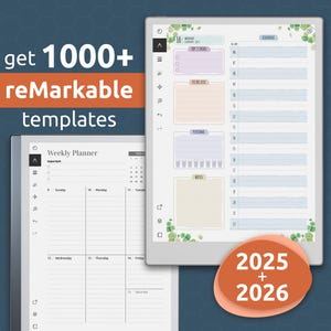 reMarkable 2, Paper Pro 2025 + 2026 Templates Bundle. Digital Planners, Calendars, Daily, Weekly Journals, Meetings, Projects, To-Do, Budget
