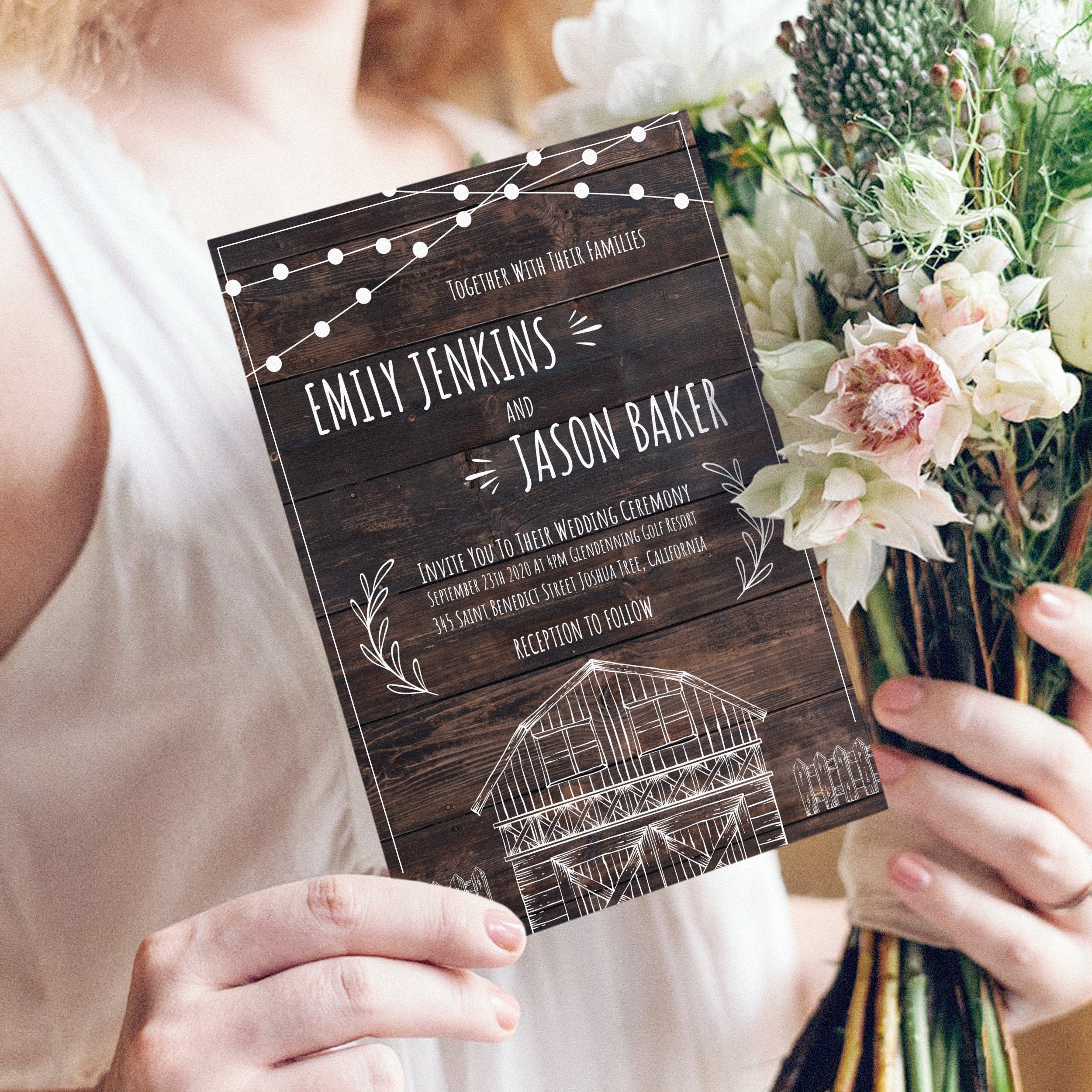 Wedding Invite Rustic Wood Planks Wedding Invitation Etsy