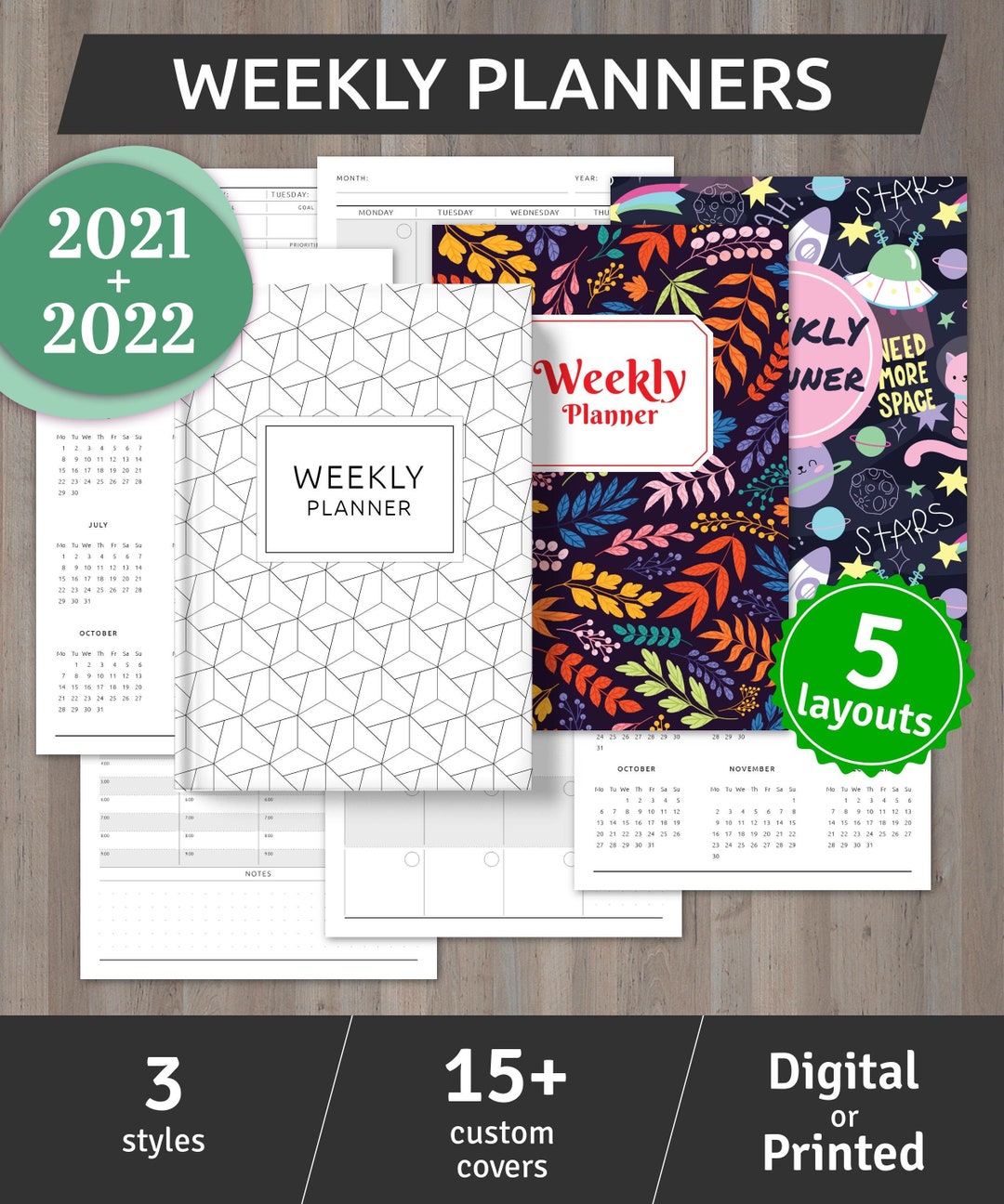 Floral Undated Weekly Planner, Custom Hardcover, A5 (PDF) - Etsy