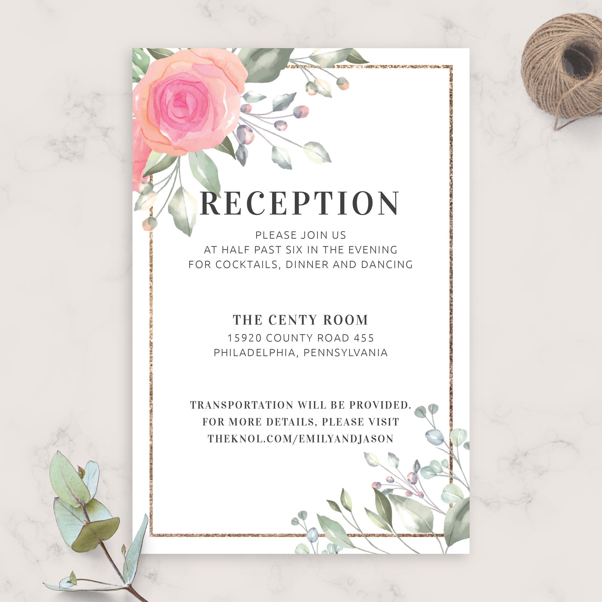 Reception card on sale