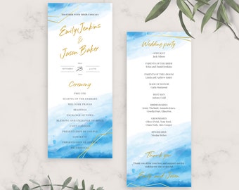 Modello di programma per matrimonio invernale Blue Sky (PDF, JPG, PNG)