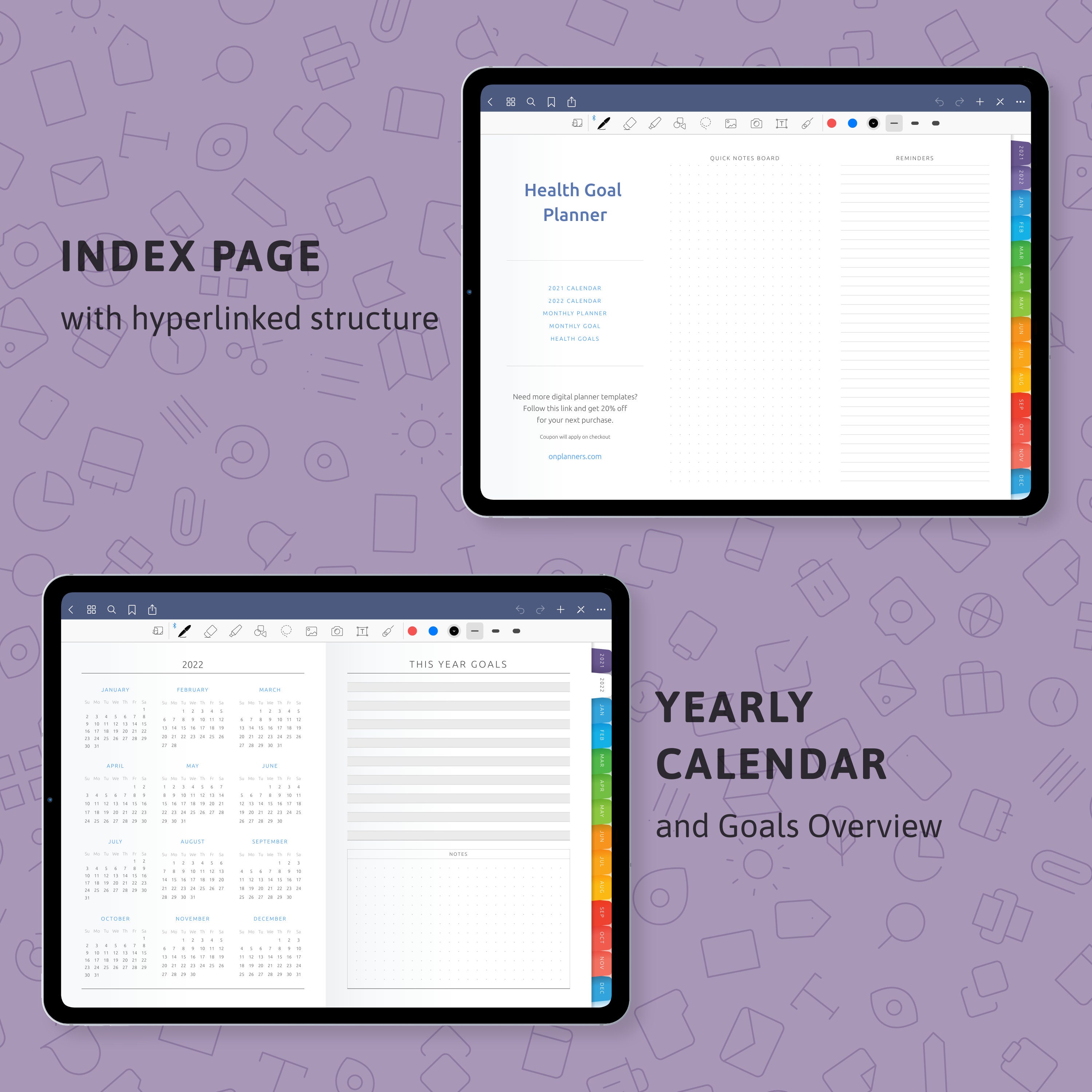 Health Goal Planner Digital Template for Goodnotes / Notability ...