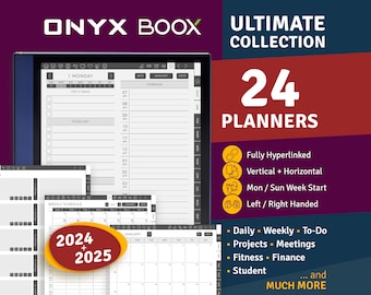 BOOX Note Air Digital Planner Bundle 2024 + 2025 Ultimate Collection Pack, Boox templates, planners, journals, meetings notes, to do, daily