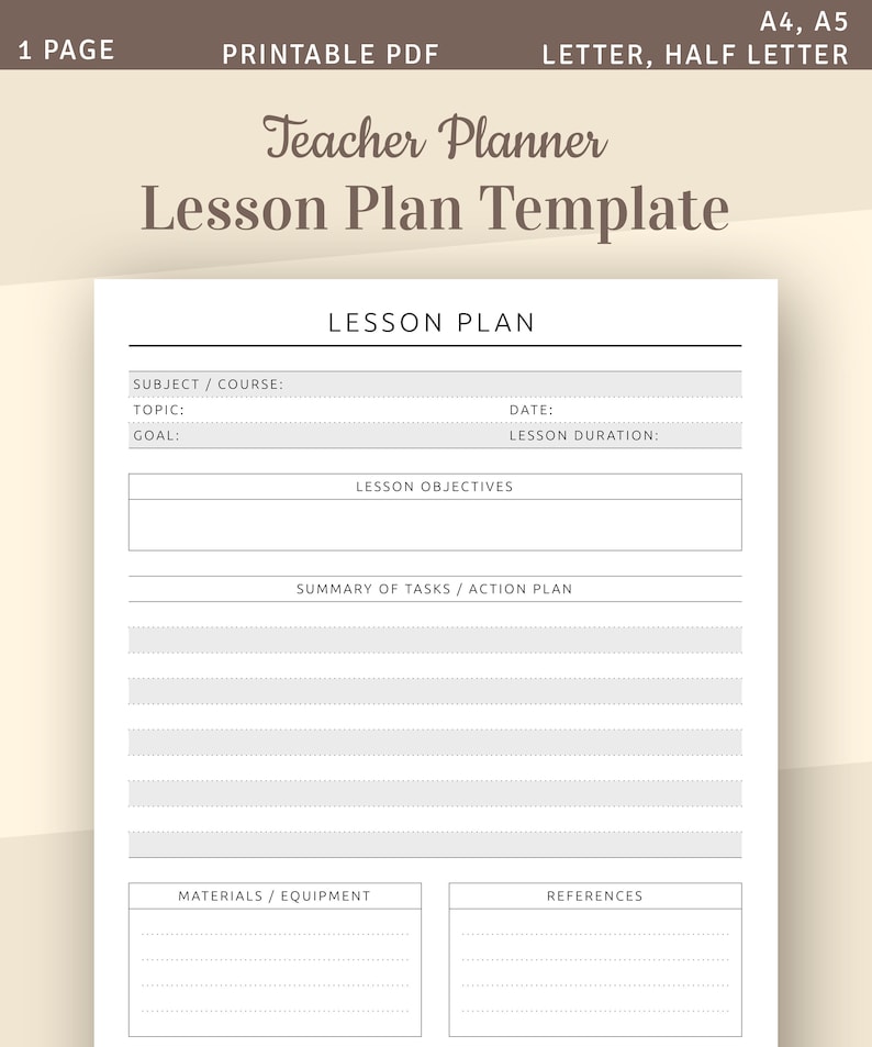 Teacher Lesson Plan Template Printable Lesson Planner Lesson Etsy