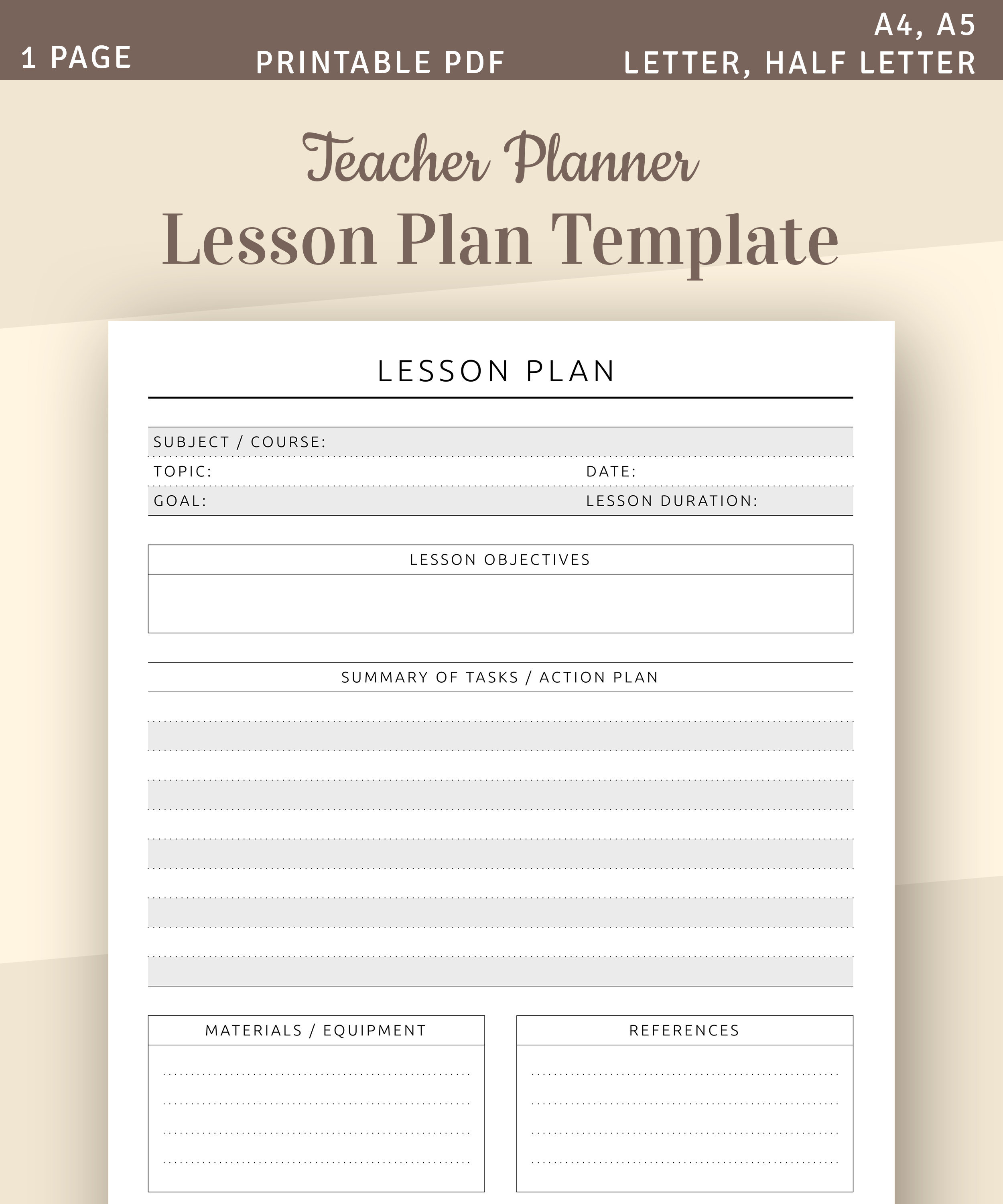 Teacher Lesson Plan Template Printable Lesson Planner Lesson Etsy
