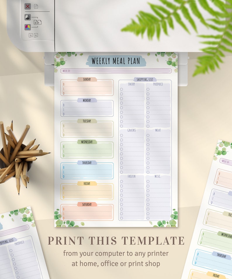 Meal Planner Printable, Weekly Menu Planner with Grocery List, Family Food Planner Template, Meal Plan Printable PDF, A4 A5 insert image 5