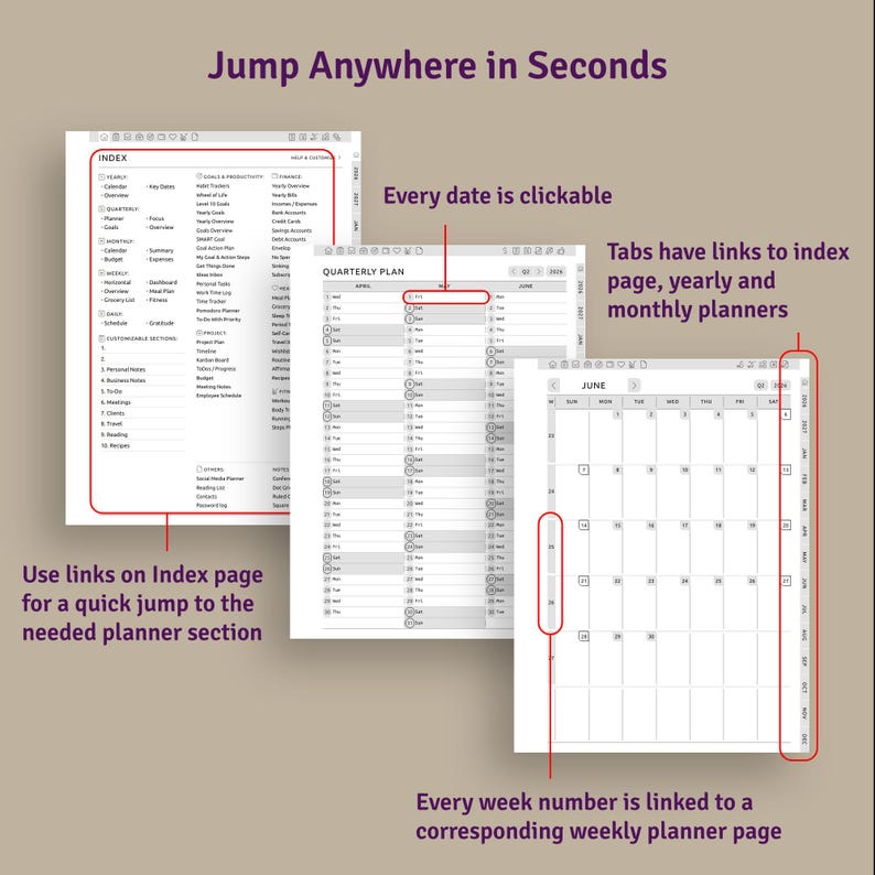 Digital Planner 2026–2027 | Hyperlinked PDF for Kindle Scribe Tablets imagen 5