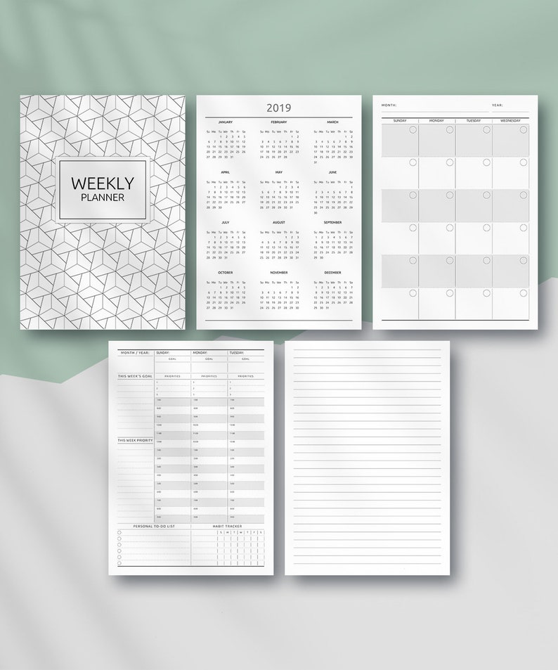 Printable Undated Weekly Planner: Vertical Layout (A4, A5, Letter, Half ...