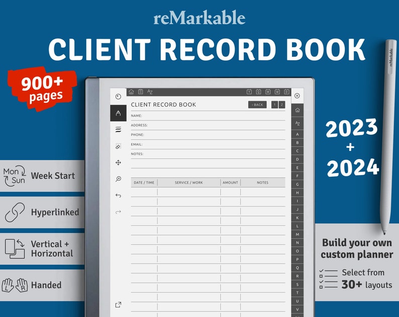 Client Record Book for Remarkable 2 and 1 Client Tracker Etsy