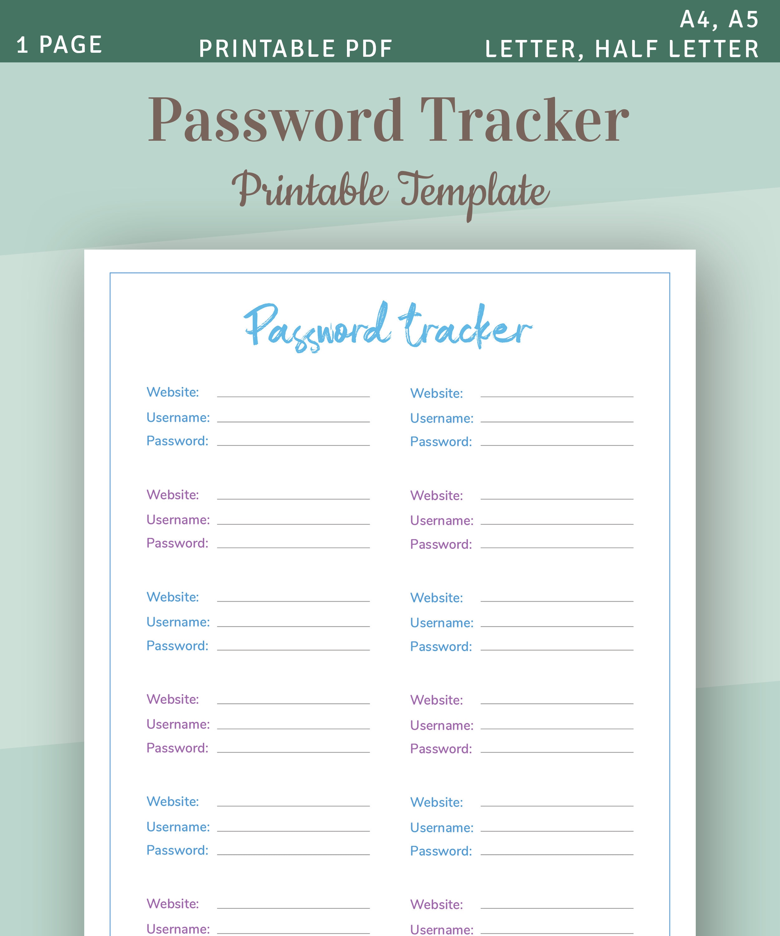 Password Organizer Printable Template Password Organize Etsy Password Organizer Printable Template Password Organize Etsy