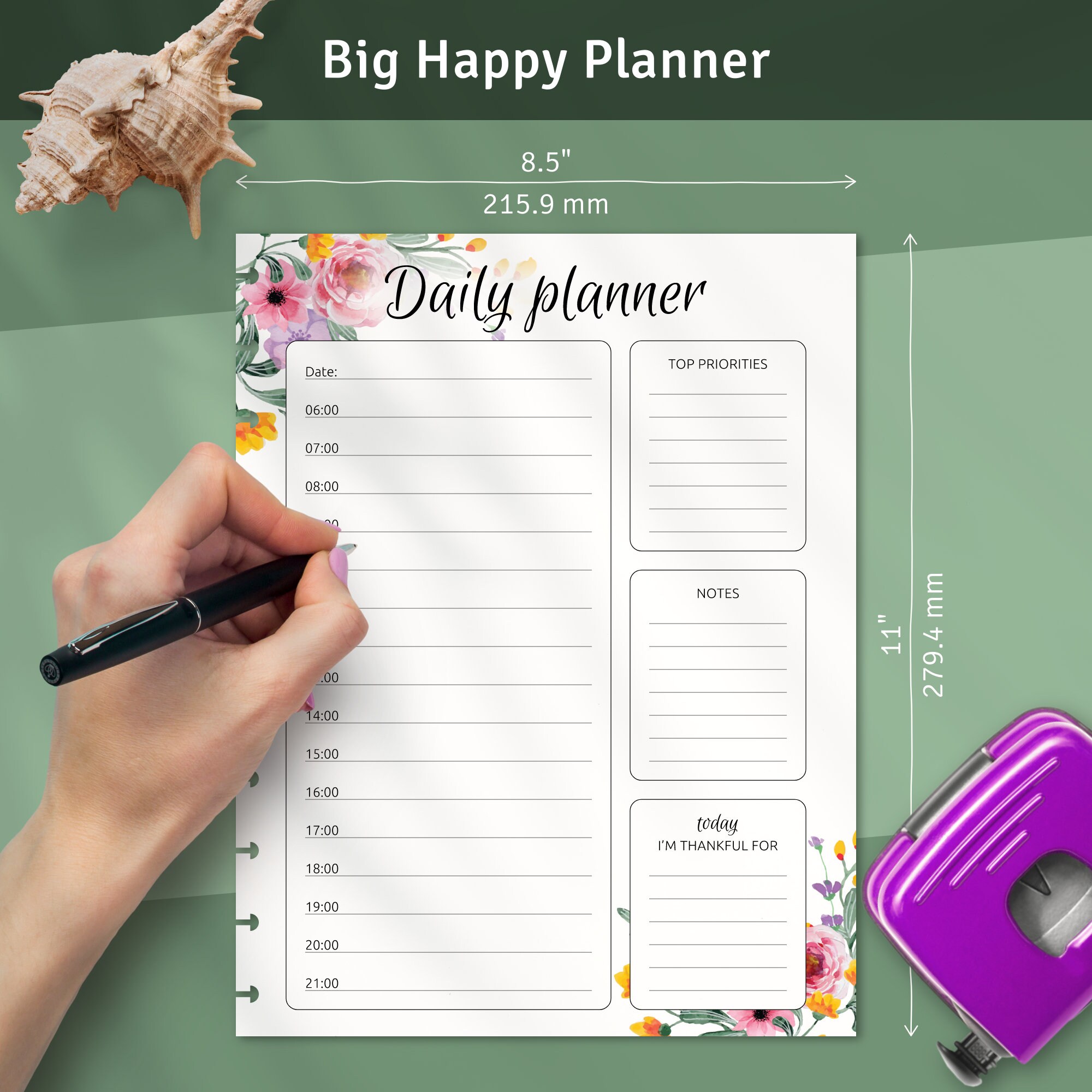 Daily Hourly Happy Planner Template Printable Inserts for Etsy