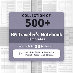 B6 TN Inserts Collection, 500+ Printable Planner Templates Set: 2025 Daily, Weekly, Monthly, Student, Budget, Business Goal