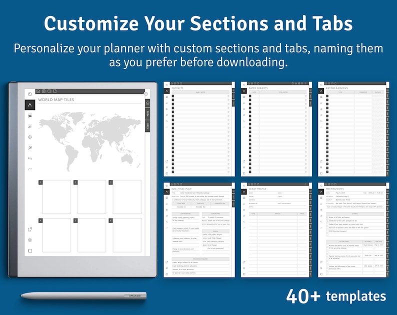 2024 2029 reMarkable Monthly Calendar Template, Hyperlinked PDF, Landscape / Portrait, Right / Left handed Modes image 5