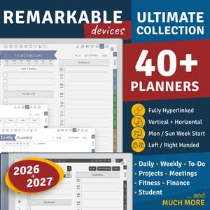 ReMarkable 2 Planner 2026 + 2027: ultieme digitale plannerbundel (pdf-download)
