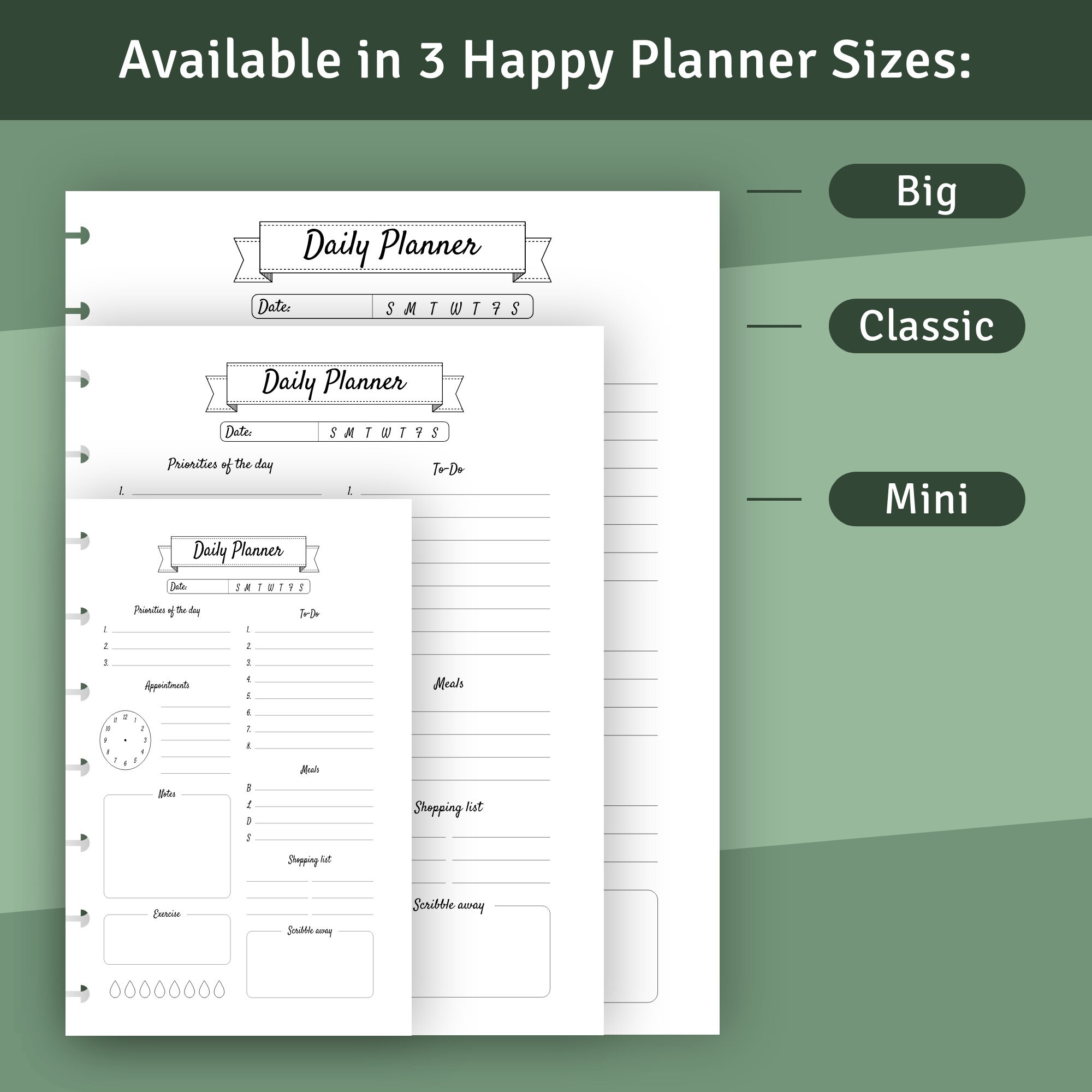 Happy Planner Daily Page Printable Insert (PDF) - Etsy